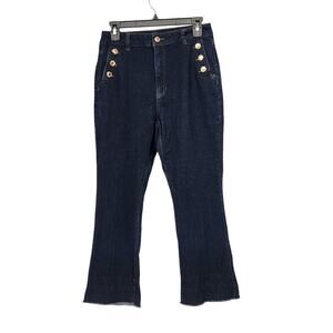 Rachel Zoe Dark Wash Blue Denim Nautical Cropped Raw Hem Jeans Women's 6